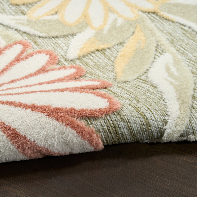 Nourison Aloha ALH33 Machine Made Sage, Rose Rug