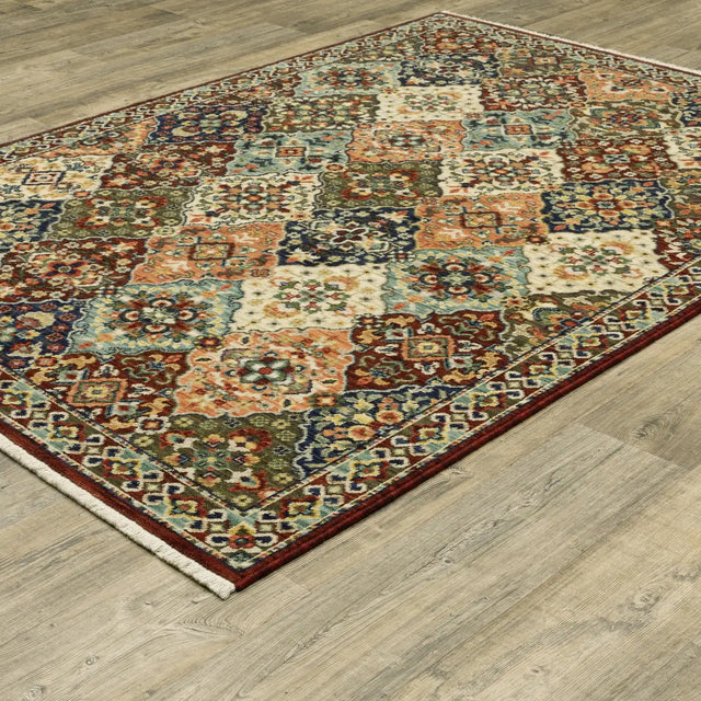 Oriental Weavers Lilihan 050X6 Red/ Multi Rug - angle detail