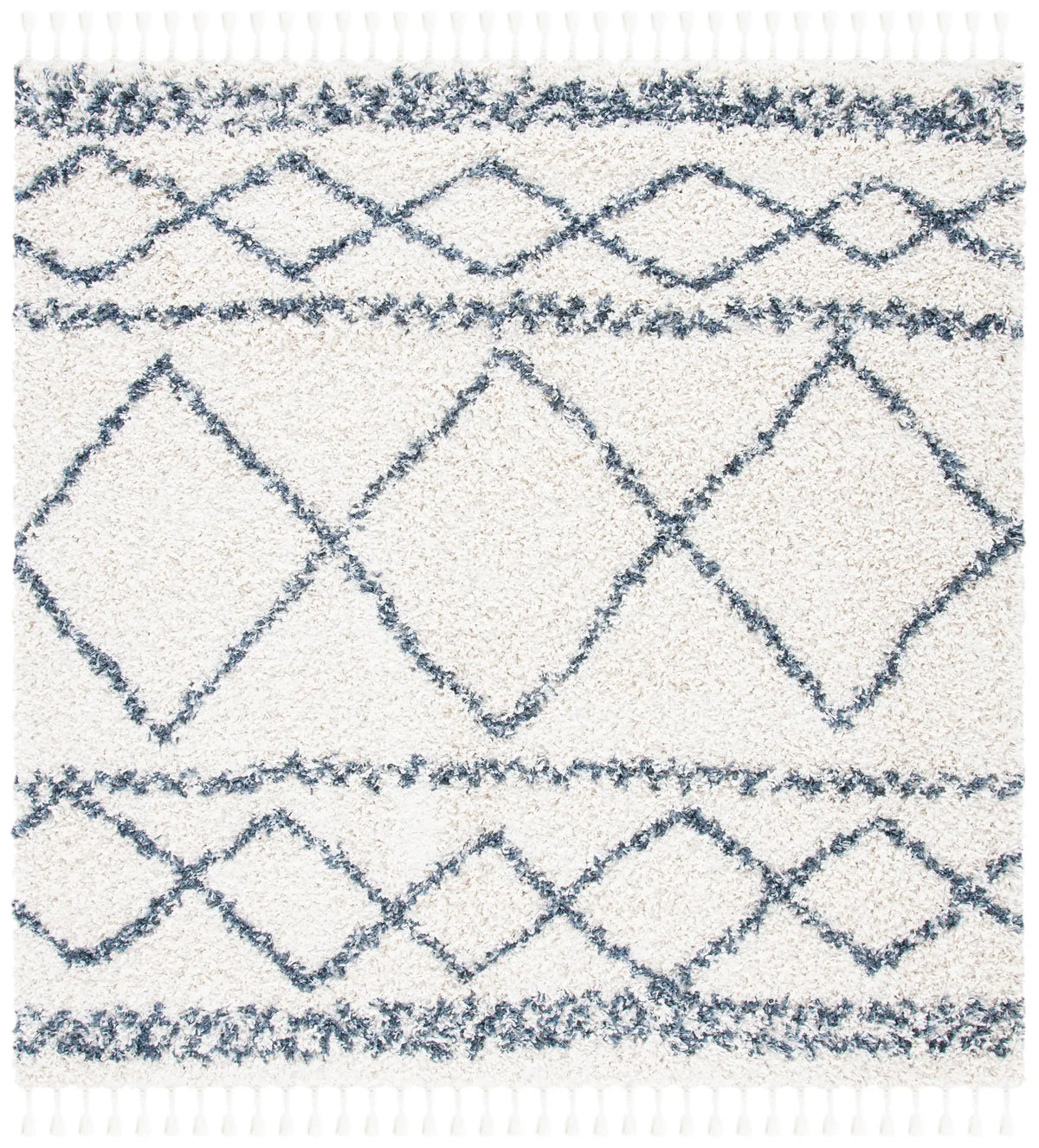 Safavieh Pro Lux Shag 400 6'-7" x 6'-7" Rug in Ivory / Blue