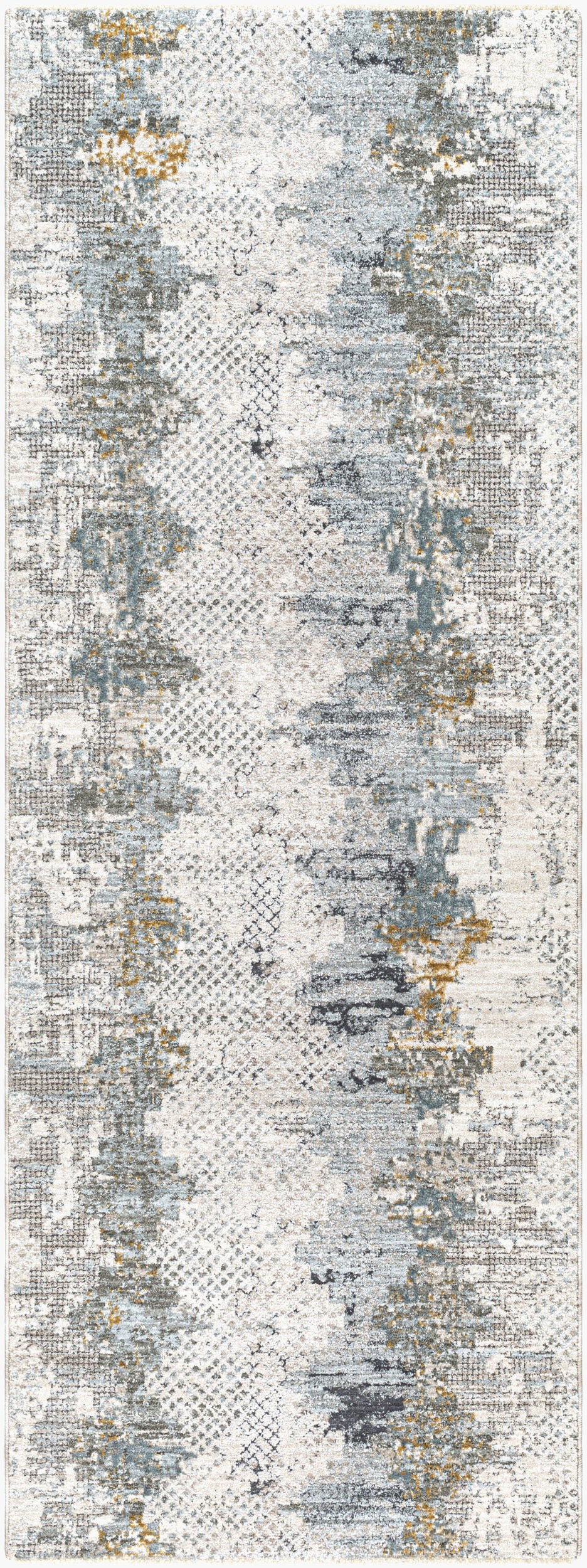 Livabliss Dresden Dre-2303 Off-White, Taupe, Dusty Sage, Ink Blue, Light Gray, Deep Teal Rug - runner flat view