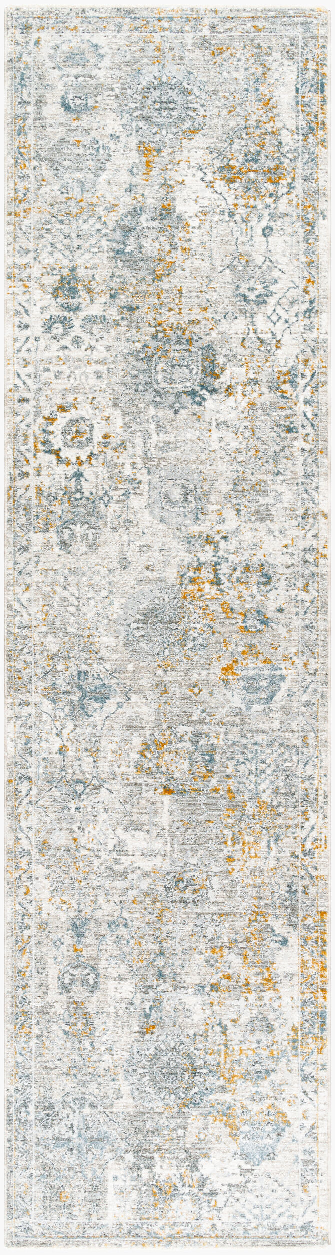 Livabliss Dresden Dre-2323 Light Grey, Ash, Light Silver, Sterling Grey Rug - runner flat view