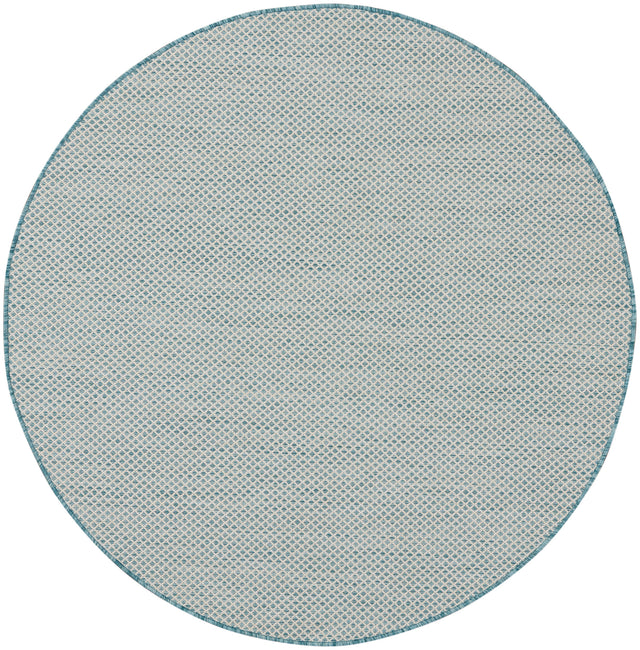 Nourison Courtyard COU01 Machine Made Ivory, Aqua Rug