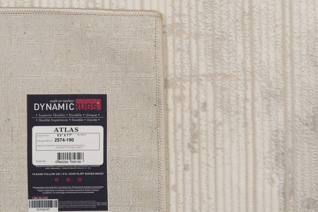 Modern power-loomed area rug, ivory with light grey textured pattern, rectangle