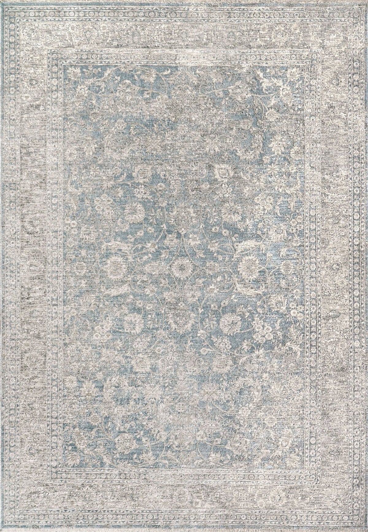 Dynamic Rugs Dharma 12040 Power Loomed Transitional Light Blue/Beige Rug - rectangular rug view