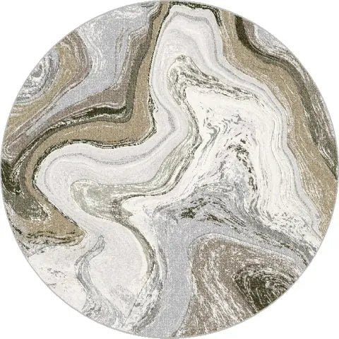 Dynamic Rugs Eclipse 63436 Power Loomed Modern Cream/Mocha Rug - Round
