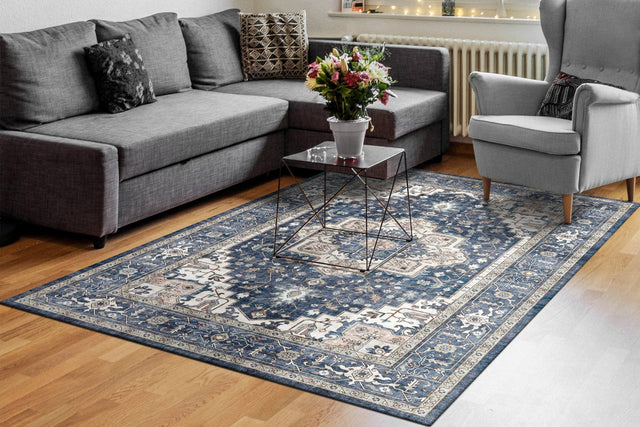 Dynamic Rugs Elise 6302 Power Loomed Traditional Navy/Ivory Rug