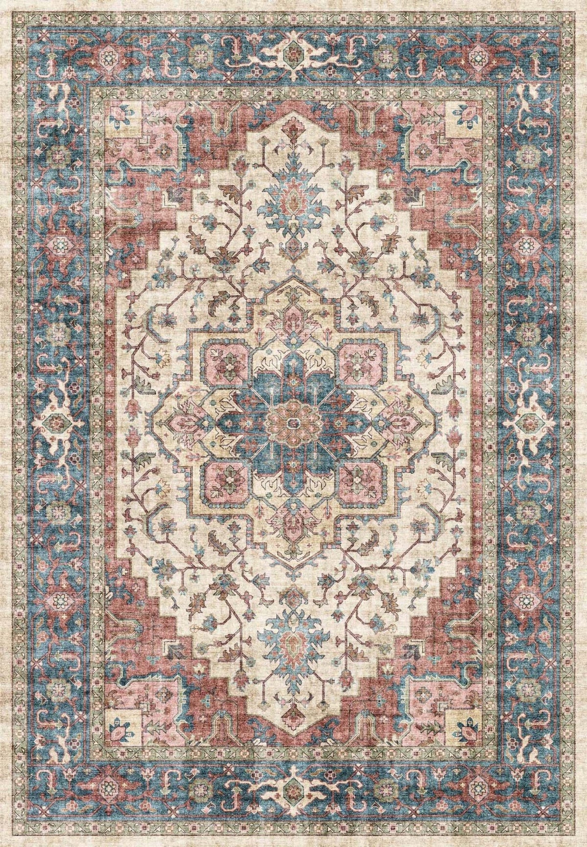 Dynamic Rugs Elise 6302 Power Loomed Traditional Red/Blue/Beige Rug
