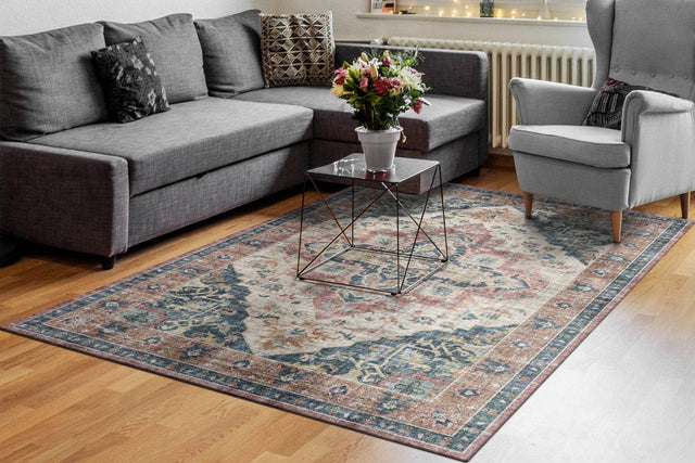 Dynamic Rugs Elise 6306 Power Loomed Traditional Wine/Navy/Tan Rug