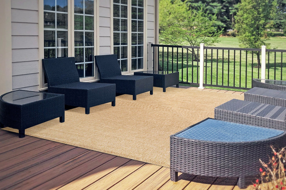 Rectangle natural-tone power-loomed modern rug with subtle abstract pattern