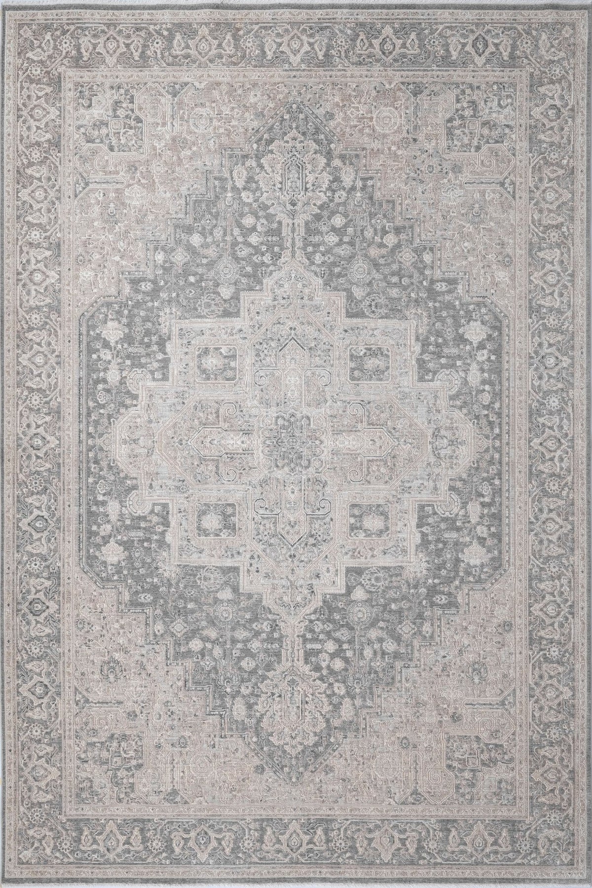 Dynamic Rugs Lara 14628 Power Loomed Traditional Ivory/Grey Rug