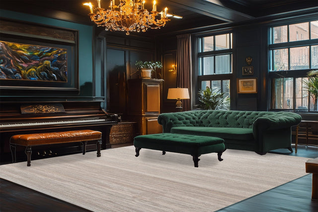 Light grey rectangle area rug with subtle textured pattern