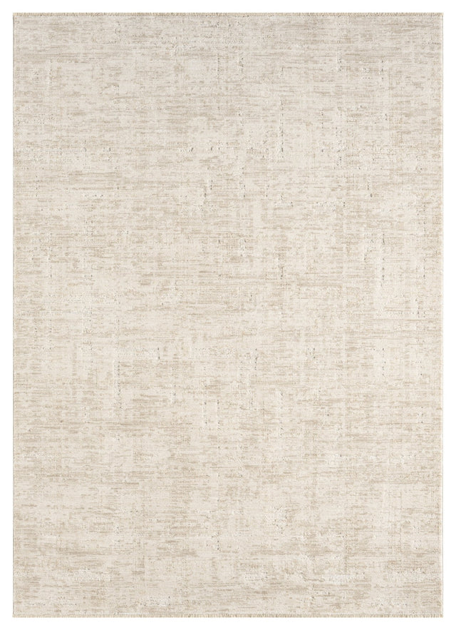 Modern ivory/cream power-loomed rug with light abstract pattern and flat weave