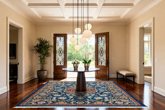 Dynamic Rugs Wade 18607 Power Loomed Traditional Navy/Red/Multi Rug