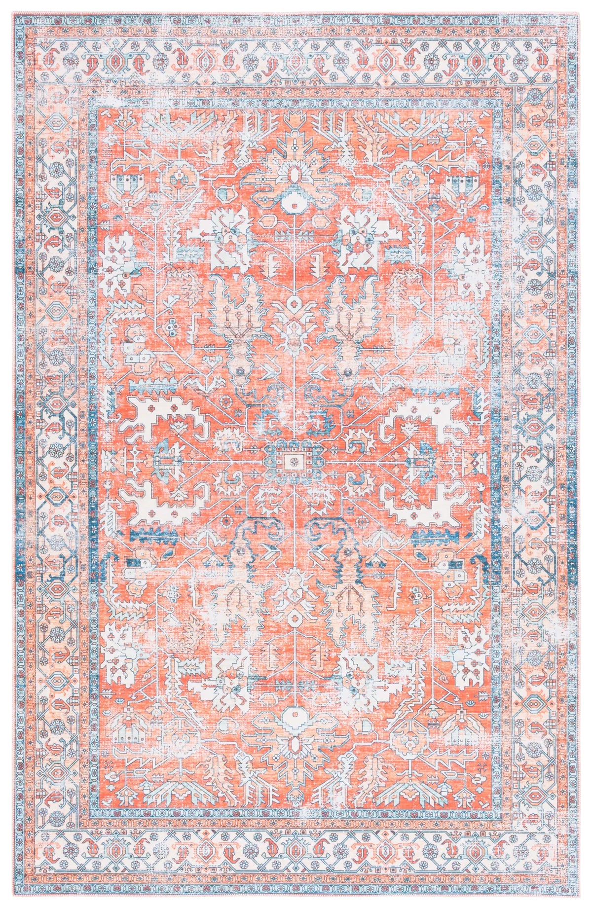 Safavieh Arizona 4'-0" x 6'-0" Rug in Rust / Aqua