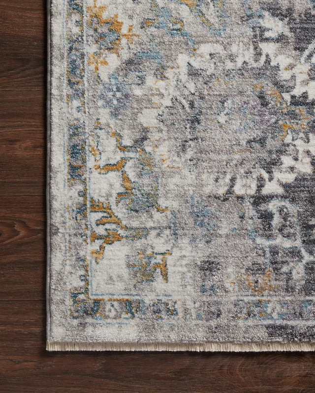 Loloi Samra Sam-02 Grey/Multi Rugs - corner on wood