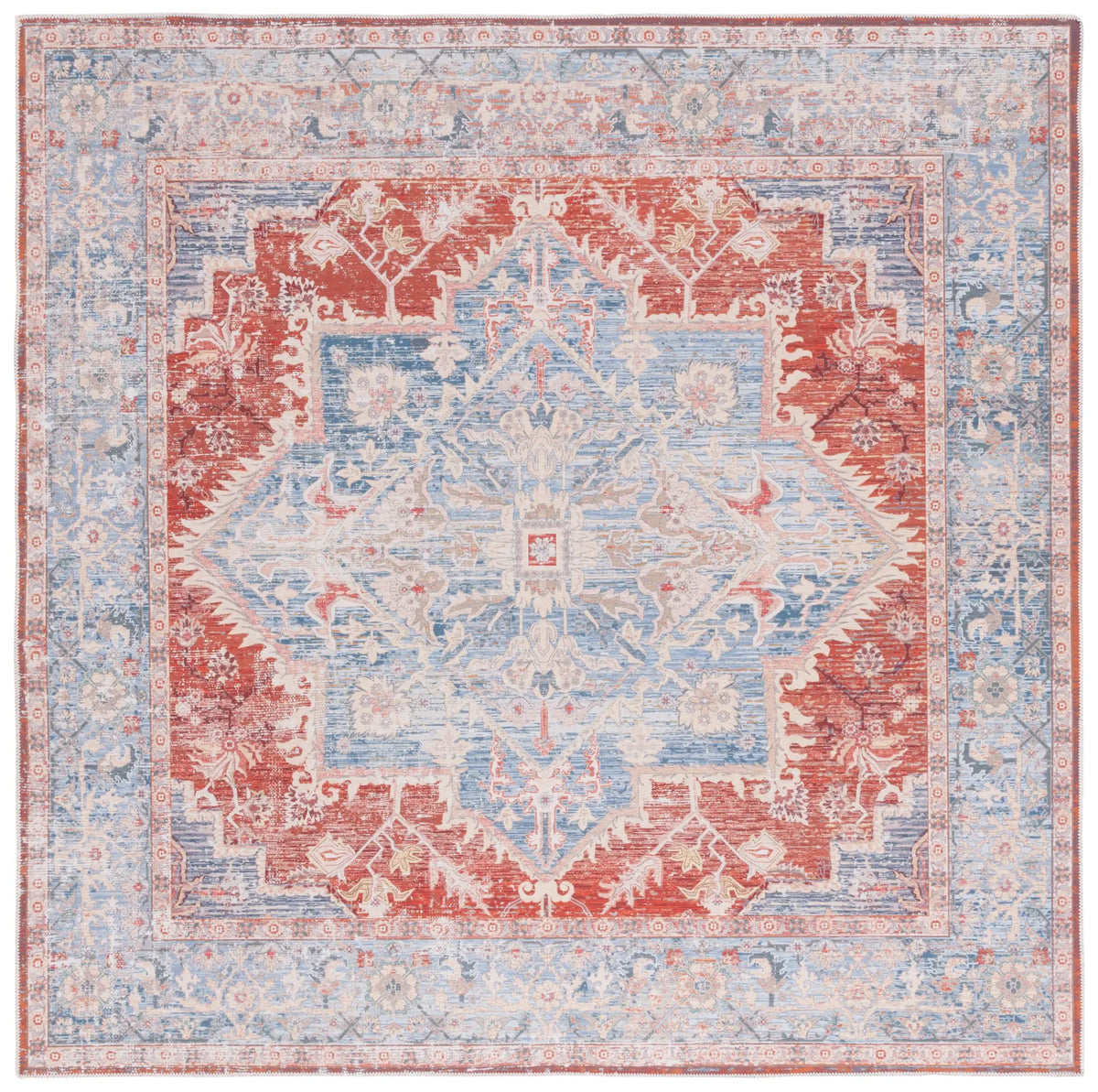 Safavieh Arizona 6'-0" x 6'-0" Rug in Light Blue / Rust