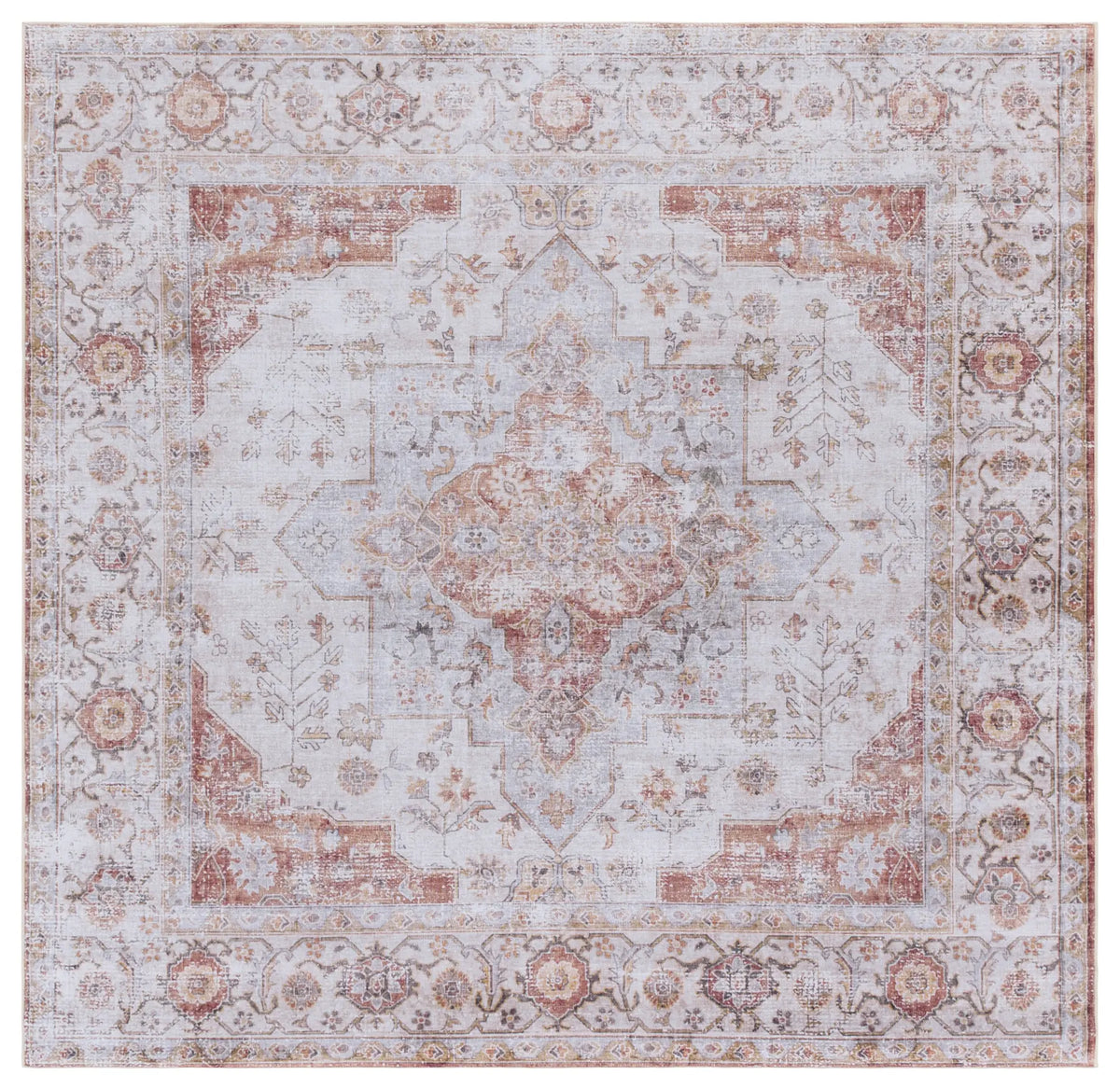 Safavieh Tucson 5'-0" x 5'-0" Rug in Light Grey / Rust