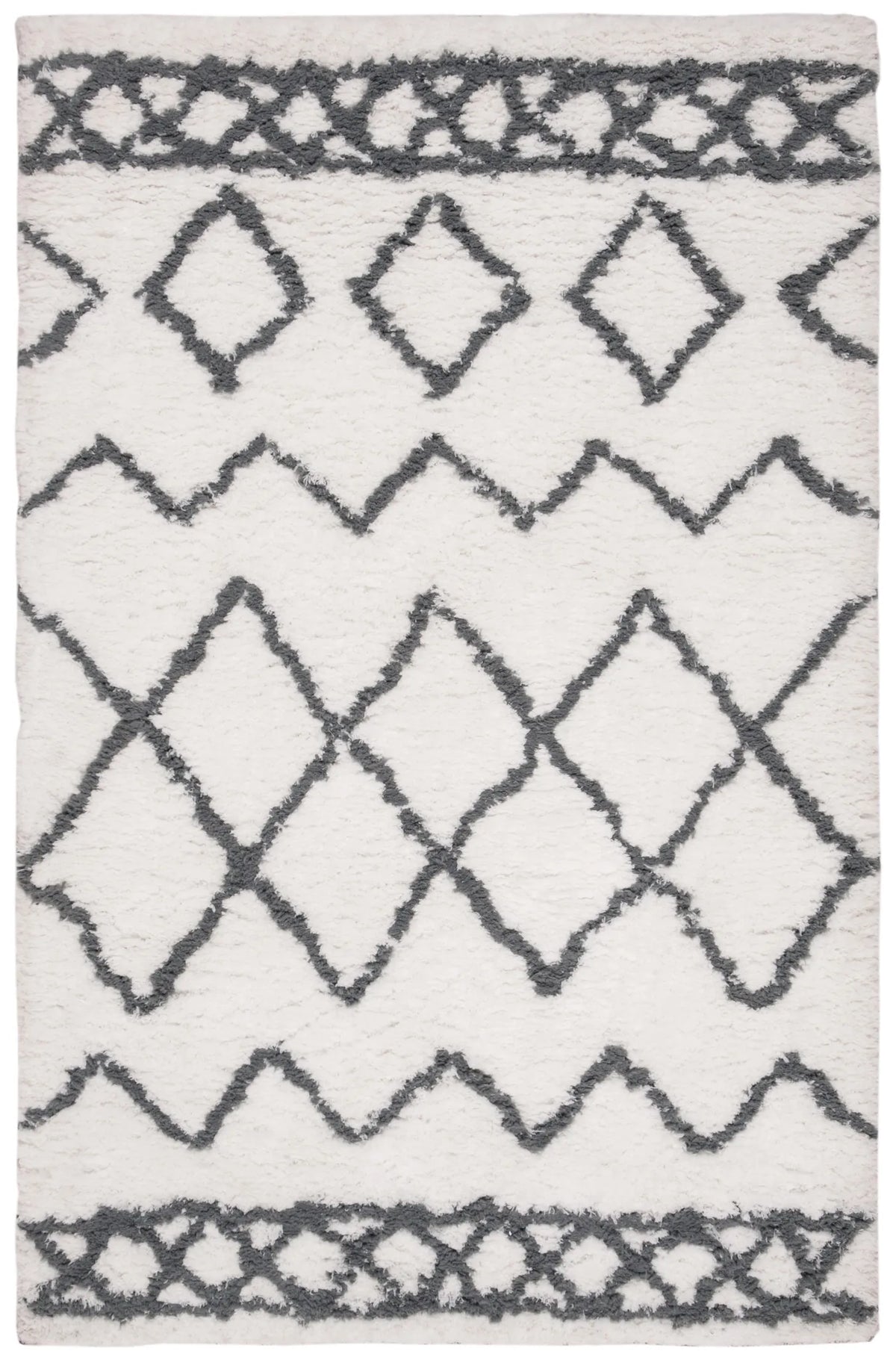 Safavieh Equinox Shag 3'-0" x 5'-0" Rug in Cream / Grey