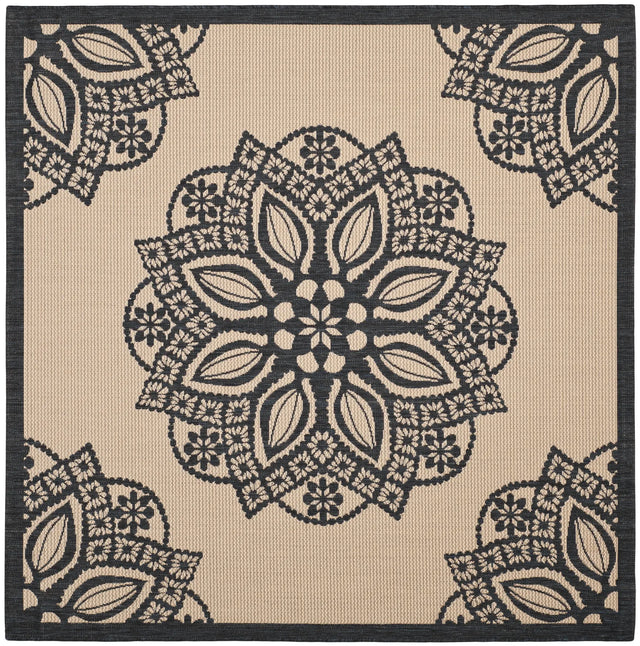 Safavieh Courtyard 6'-7" x 6'-7" Rug in Beige / Black