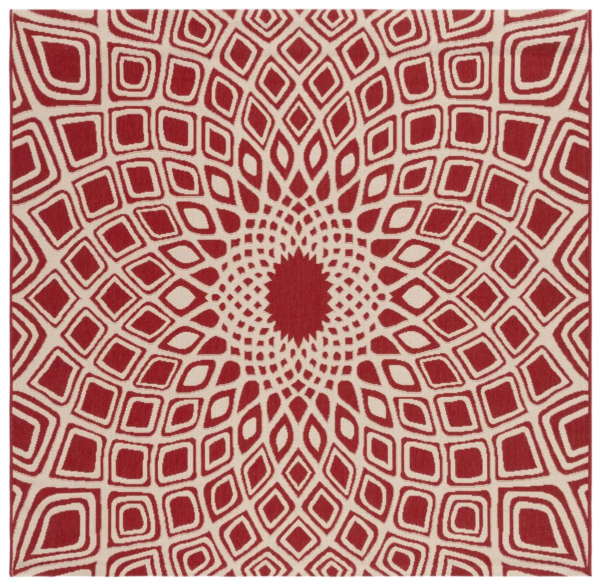 Safavieh Courtyard 6'-7" x 6'-7" Rug in Red / Beige
