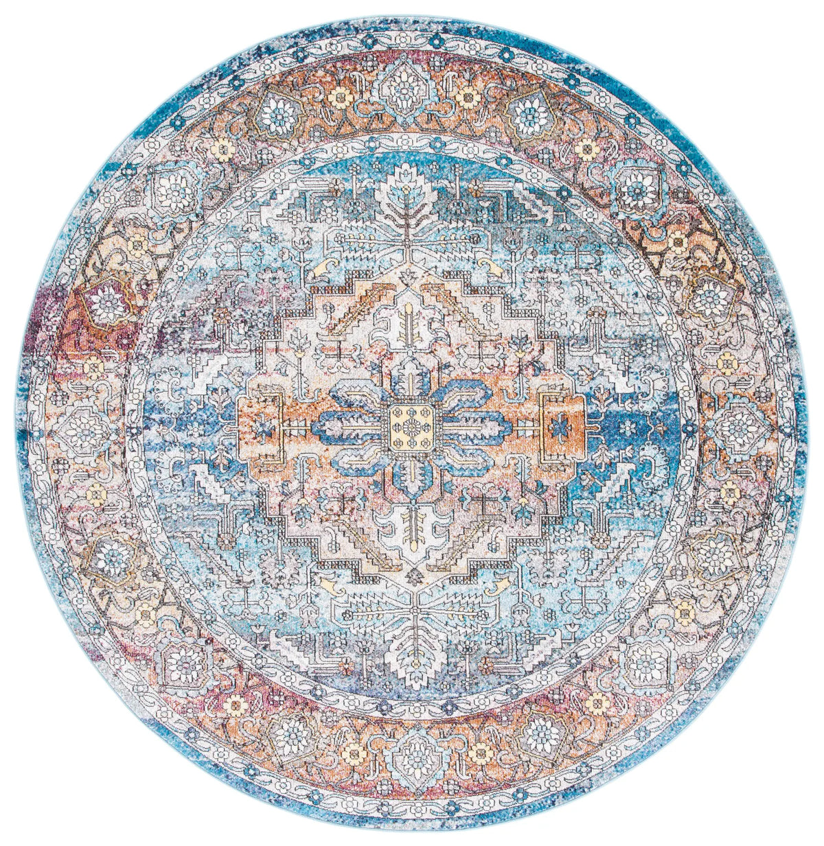 Safavieh Aria 6'-5" x 6'-5" Rug in Turquoise / Light Orange