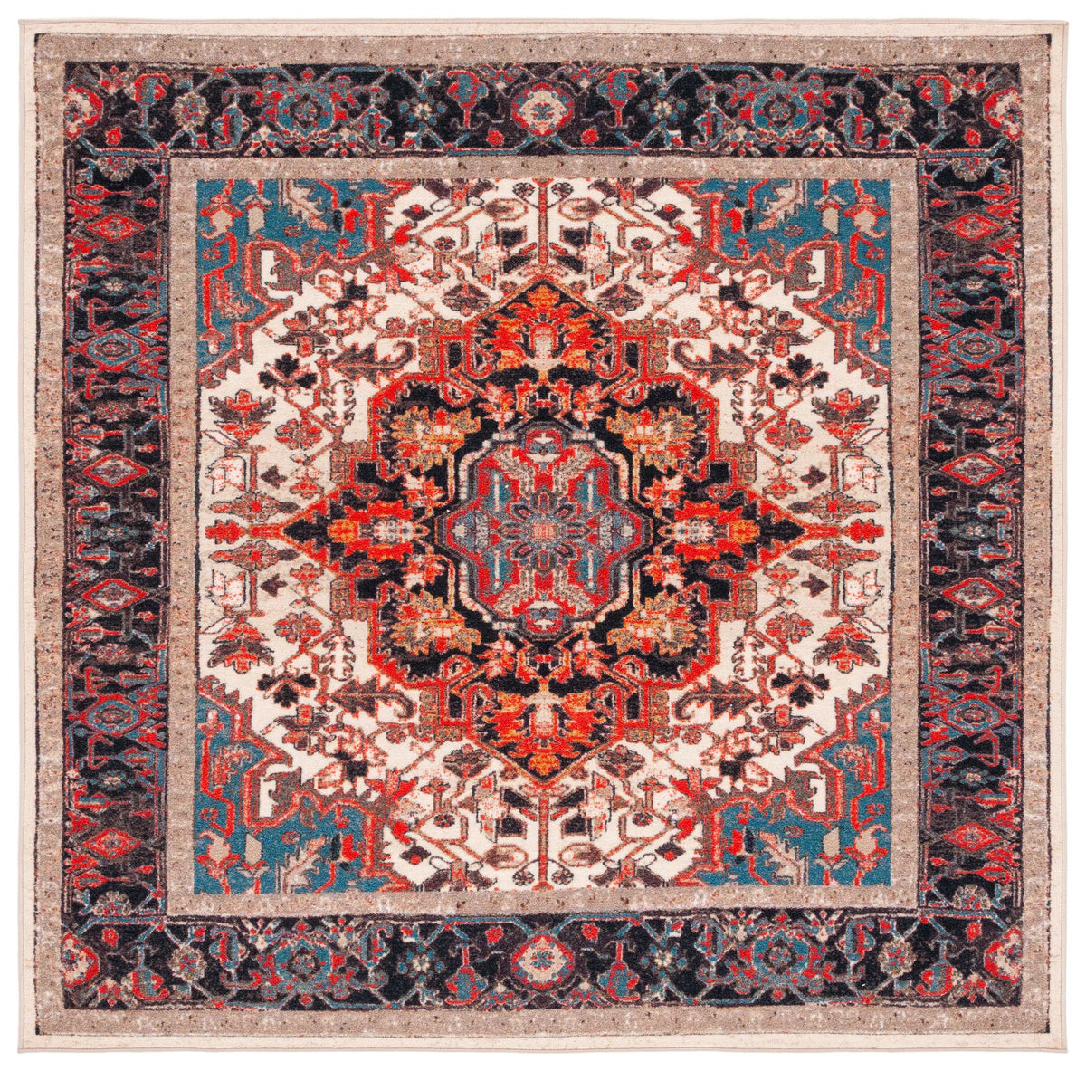 Safavieh Journey 6'-7" x 6'-7" Rug in Ivory / Red