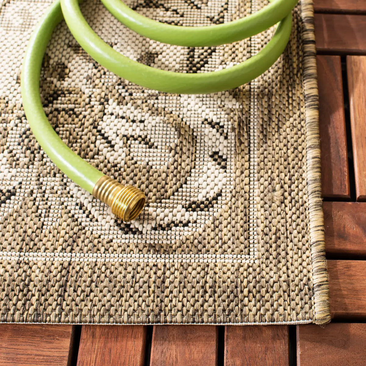 Safavieh Courtyard 4'-0" x 5'-7" Rug in Creme / Brown