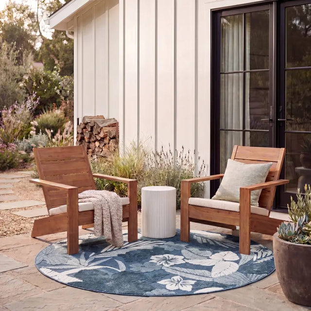 Safavieh Cabana 6'-7" x 6'-7" Rug in Blue / Ivory