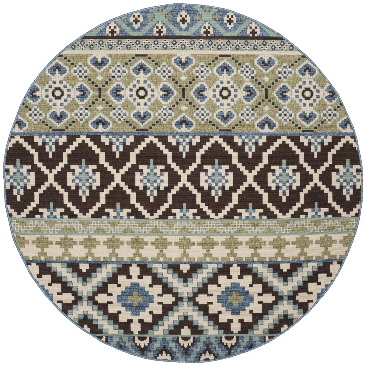 Safavieh Veranda 6'-7" x 6'-7" Rug in Chocolate / Blue
