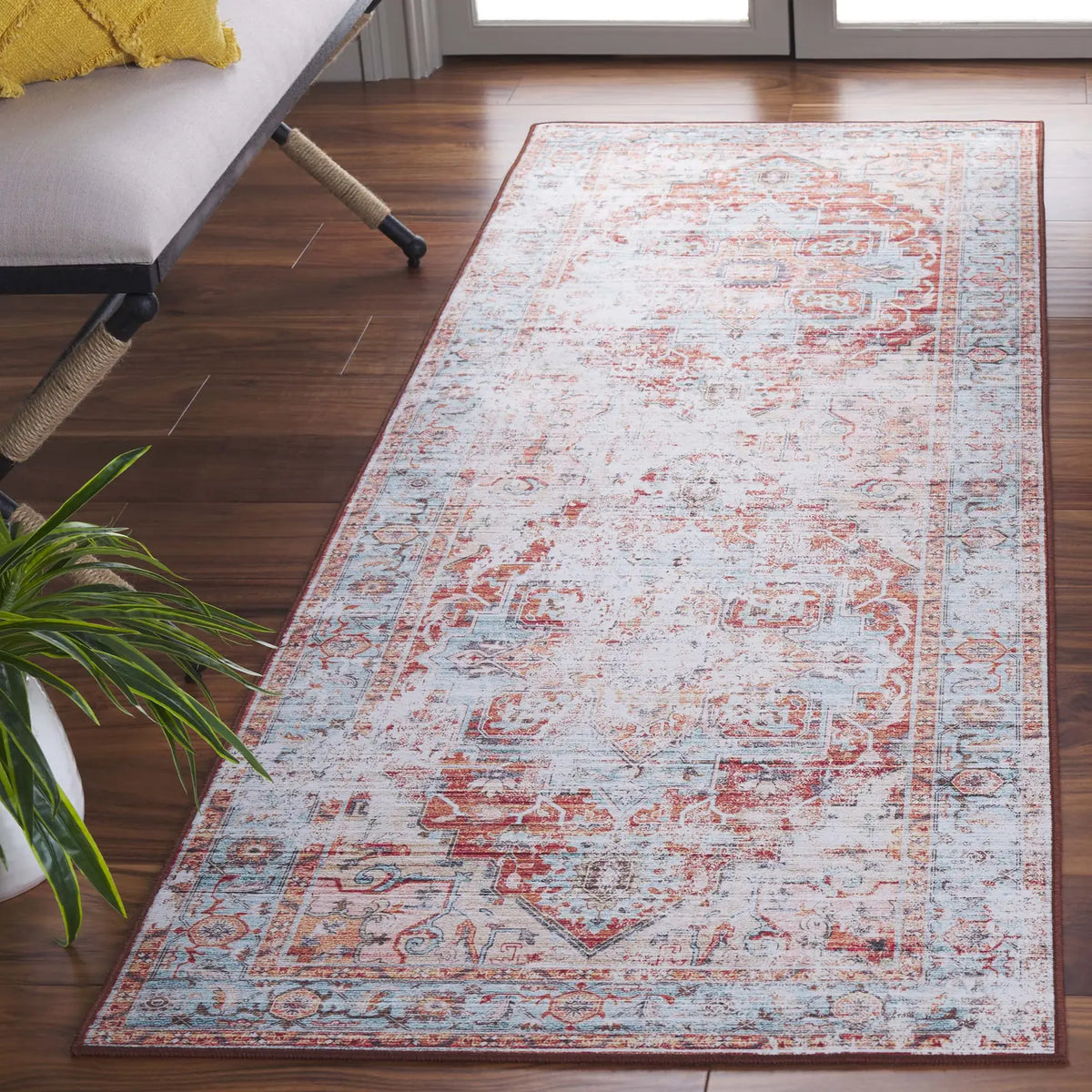 Safavieh Tucson 2'-6" x 8'-0" Rug in Turquoise / Rust