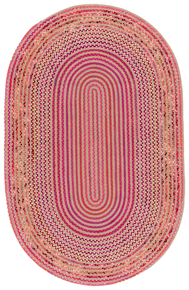 Safavieh Braided 800 5'-0" x 8'-0" Rug in Natural / Red