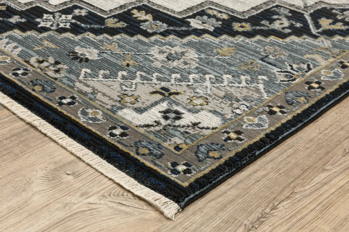 Oriental Weavers Sphinx KEIRA KEI04 Blue Medallion Rugs - corner detail