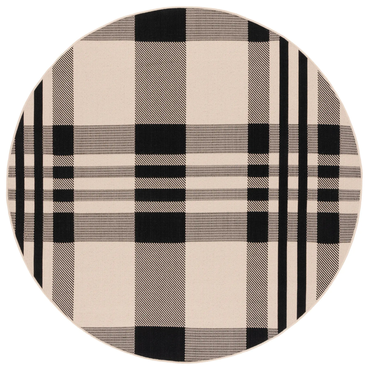Safavieh Courtyard 6'-7" x 6'-7" Rug in Black / Bone