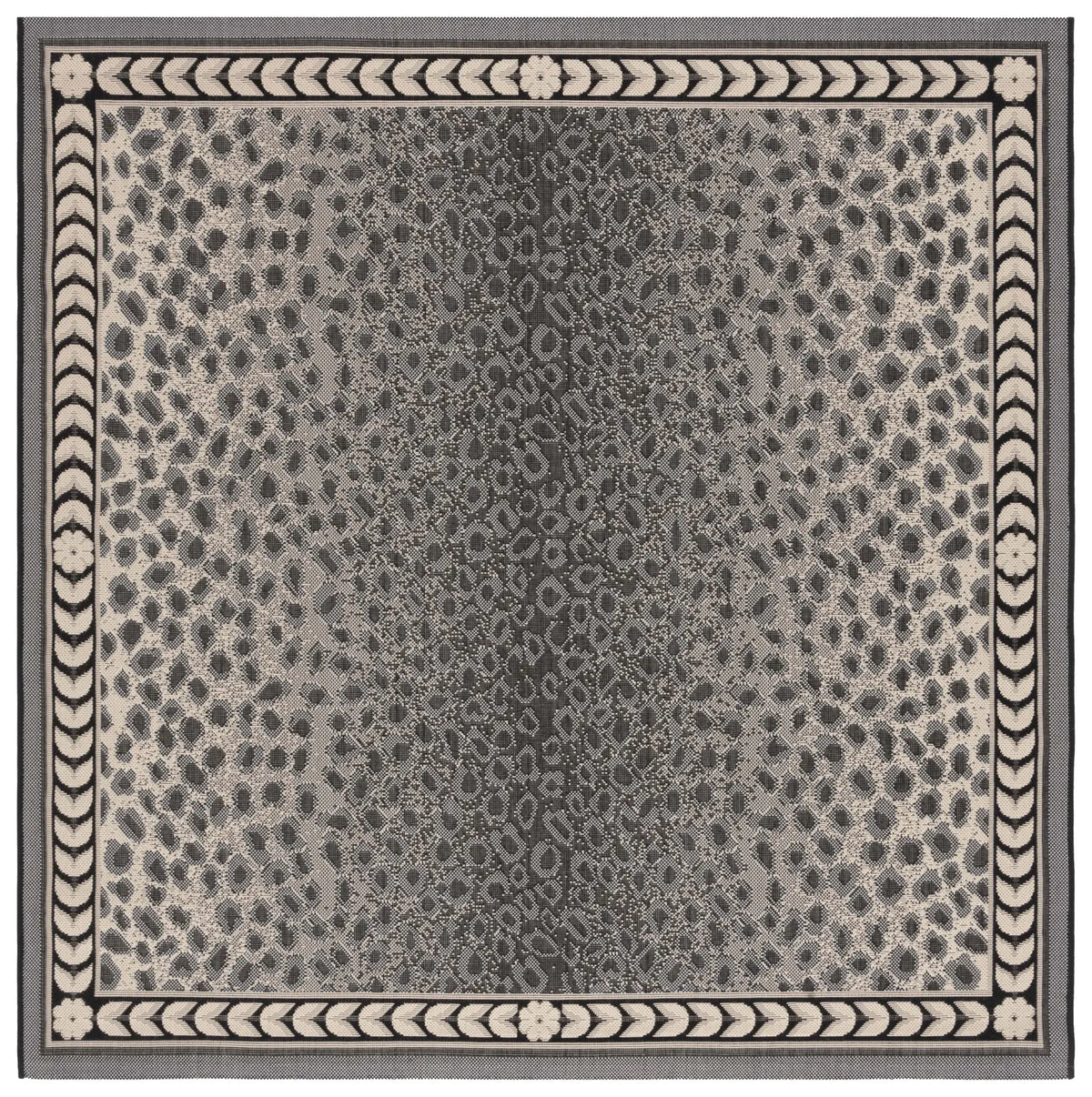 Safavieh Courtyard 6'-7" x 6'-7" Rug in Grey / Black