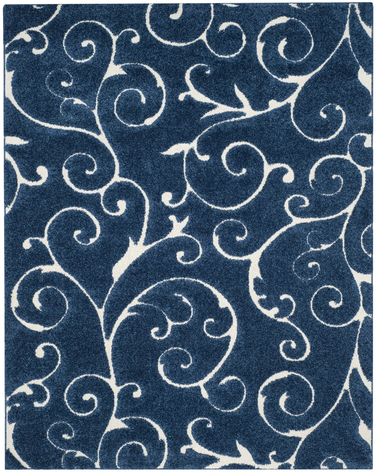 Safavieh Florida Shag 9'-6" x 13'-0" Rug in Dark Blue / Cream