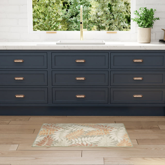 Nourison Aloha ALH18 Machine Made Sage, Rose Rug