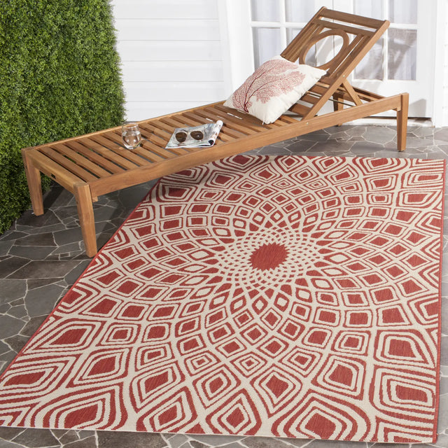 Safavieh Courtyard 4'-0" x 5'-7" Rug in Red / Beige