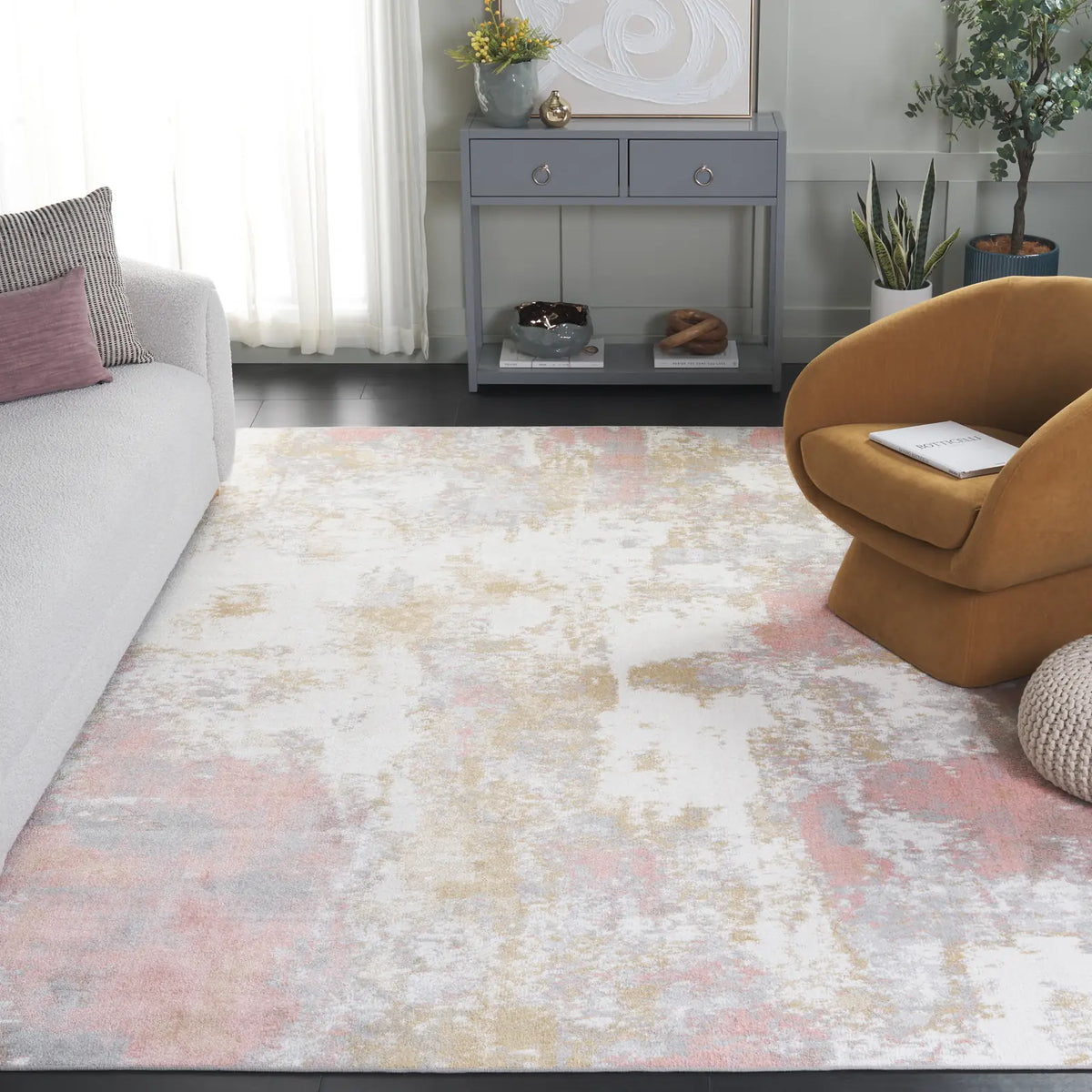 Safavieh Bayside 10'-0" x 14'-0" Rug in Ivory / Grey Pink