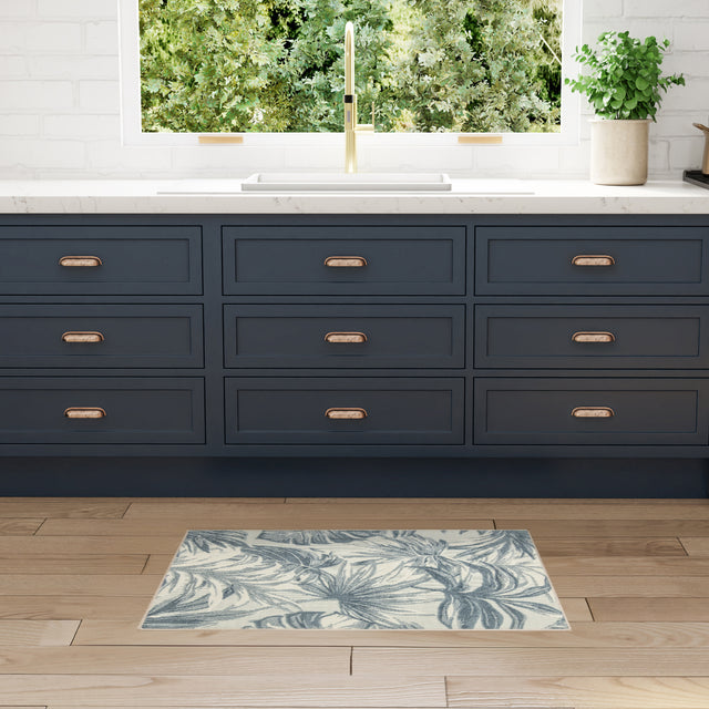 Nourison Aloha ALH43 Machine Made Ivory, Blue Rug