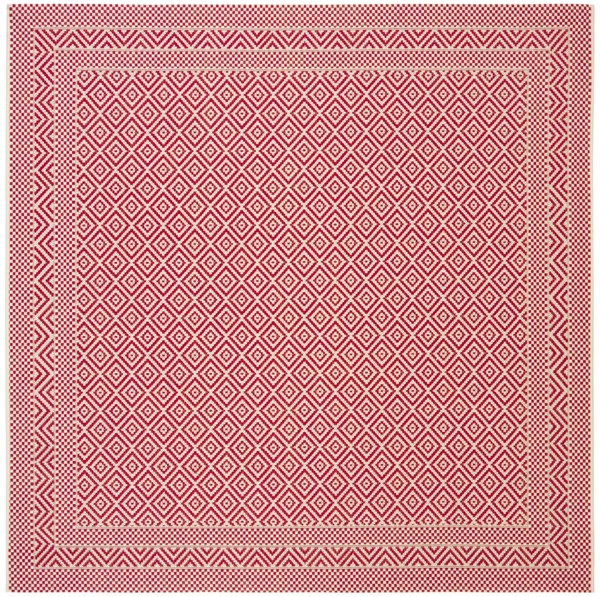 Safavieh Courtyard 6'-7" x 6'-7" Rug in Beige / Red