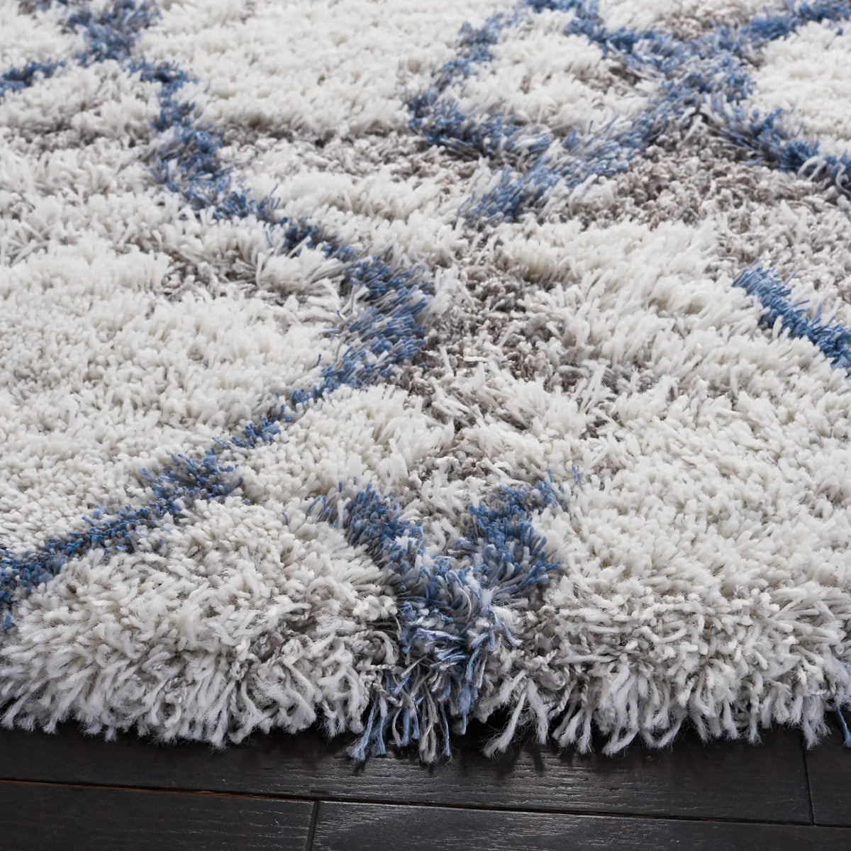 Safavieh Horizon Shag 800 5'-0" x 5'-0" Rug in Ivory / Blue