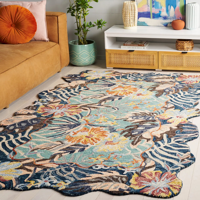 Safavieh Jardin 4'-0" x 6'-0" Rug in Navy / Turquoise