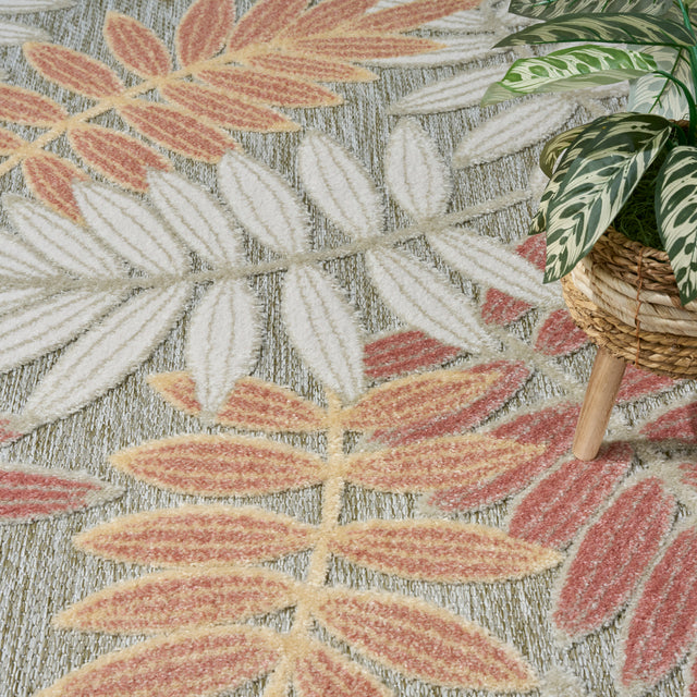 Nourison Aloha ALH18 Machine Made Ivory, Rose Rug