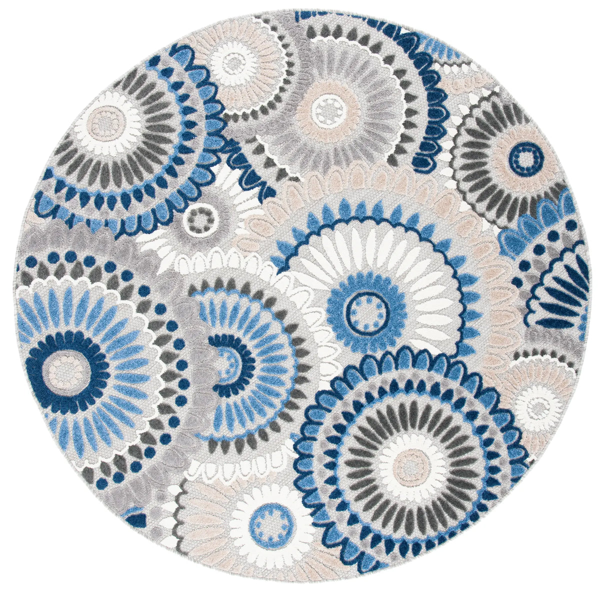 Safavieh Cabana 5'-3" x 5'-3" Rug in Grey / Blue