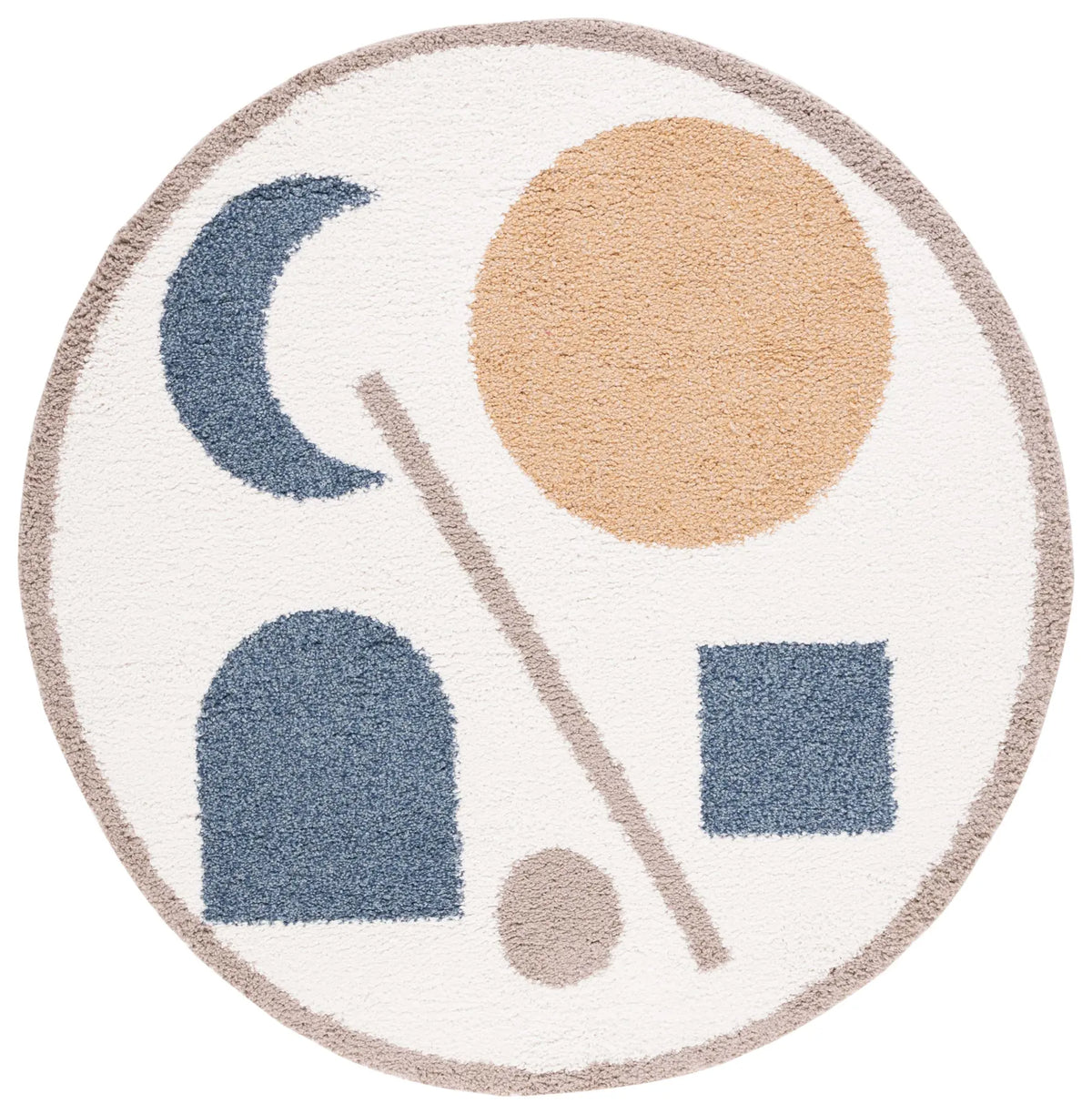 Safavieh Calico Shag 6'-7" x 6'-7" Rug in Ivory / Blue