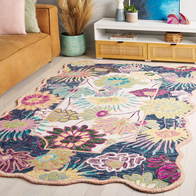Safavieh Jardin 4'-0" x 6'-0" Rug in Navy / Ivory