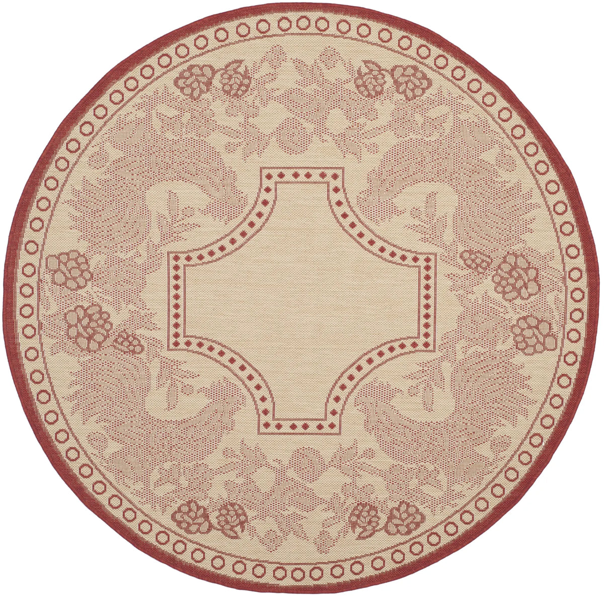 Safavieh Courtyard 5'-3" x 5'-3" Rug in Natural / Red