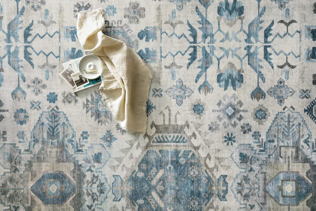 Loloi Heidi Hei-04 Ivory/Ocean Rugs - styled aerial 1