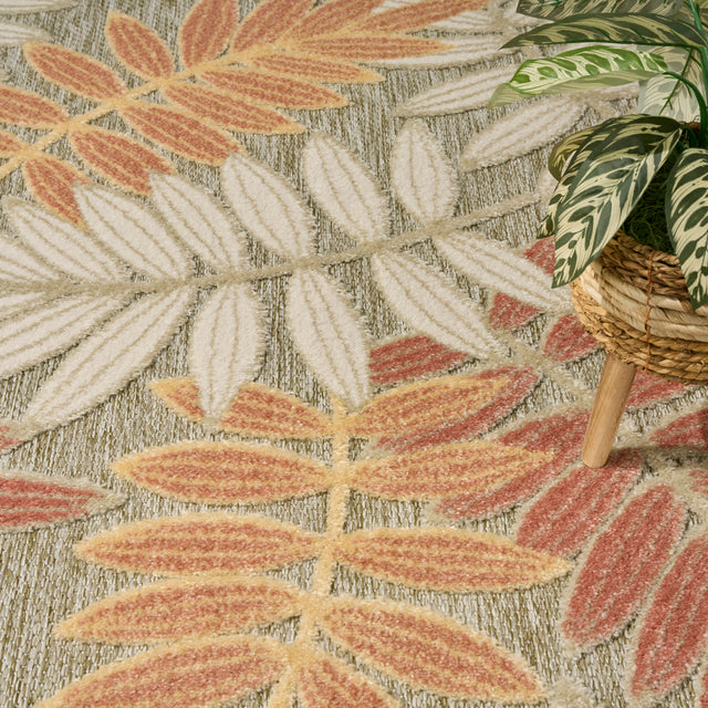 Nourison Aloha ALH18 Machine Made Sage, Rose Rug