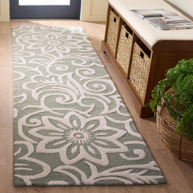 Safavieh Glamour 2'-3" x 8'-0" Rug in Sage Green / Ivory